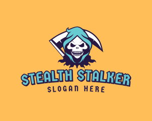 Creeper - Scythe Skull Avatar logo design