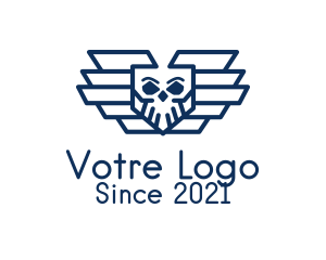 Wing - Blue Skull Air Force logo design