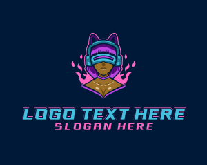 Videogame - Gamer Girl Cyborg logo design