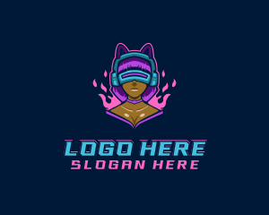 Videogame - Gamer Girl Cyborg logo design