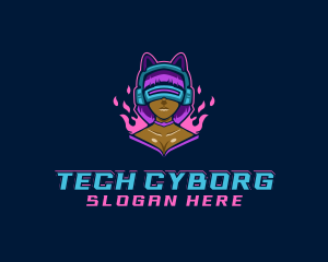 Cyborg - Gamer Girl Cyborg logo design