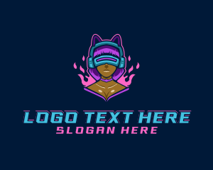 Player - Gamer Girl Cyborg logo design