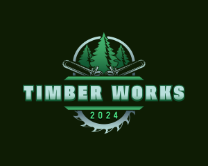 Timber Chainsaw Woodcutter logo design