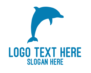 Blue Fish - Blue Marine Dolphin logo design