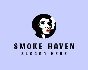 Woman Smoke Smoking logo design