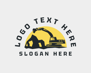 Heavy Equipment - Rock Excavator Machinery logo design