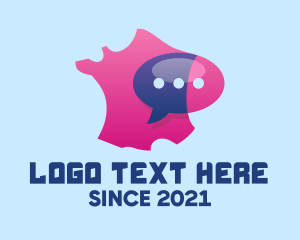 Chatting - France Map Messaging logo design