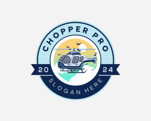 Chopper - Helicopter Flying Aircraft logo design