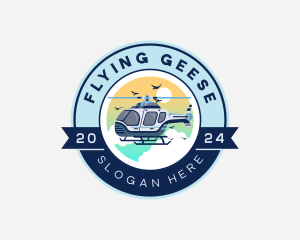 Helicopter Flying Aircraft logo design