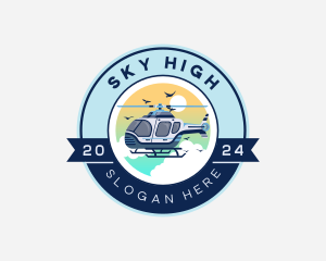 Helicopter Flying Aircraft logo design