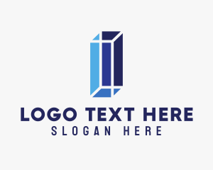 Isometric - Blue 3D Letter I logo design