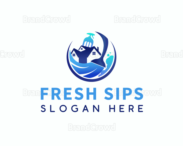 Broom Cleaning Sanitation Logo