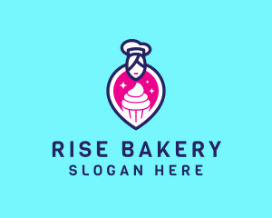 Pink Cupcake Baker logo design