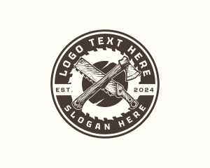 Wood - Saw Axe Tools logo design