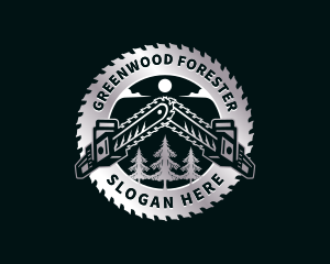 Chainsaw Tree Lumberjack logo design