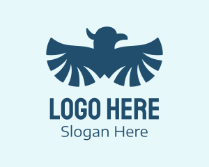 Soaring - Blue Flying Bird logo design