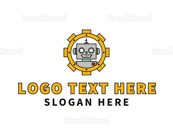 Smiling Robot Gear Logo