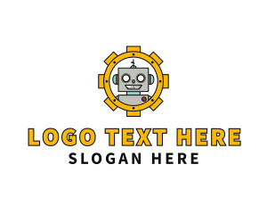 Machine - Smiling Robot Gear logo design
