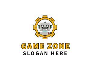 Smiling Robot Gear  logo design