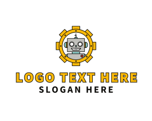 Mascot - Smiling Robot Gear logo design