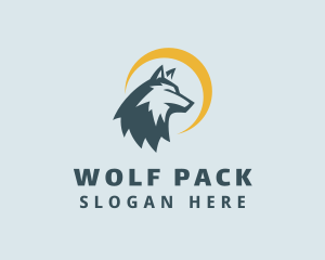 Crescent Moon Wild Wolf  logo design