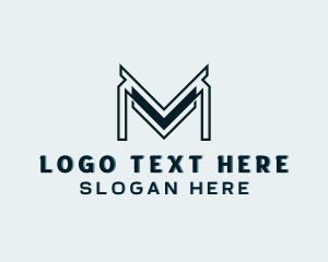 Letter M - Geometric Builder Contractor Letter M logo design