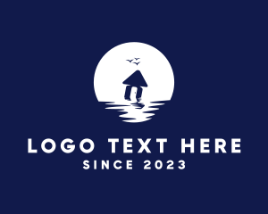 Ocean - Vacation House Negative Space logo design