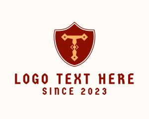 Crest - Medieval Shield Letter T logo design
