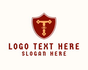 Medieval Shield Letter T Logo