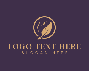 Blogger - Writing Stationery Quill logo design