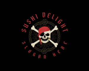 Crossbones Pirate Skull logo design