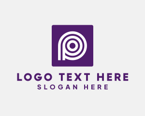 White Circle - Purple Round Letter P logo design