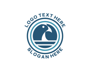 Blue Bird - Parrot Bird Ocean logo design