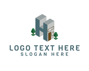 3d - Modern Building Letter H logo design