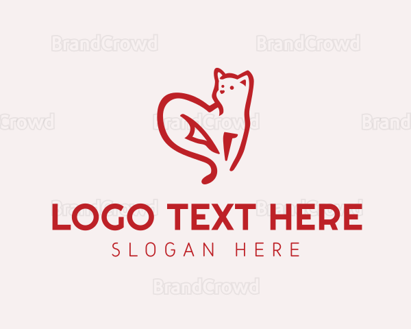 Heart Feline Cat Logo