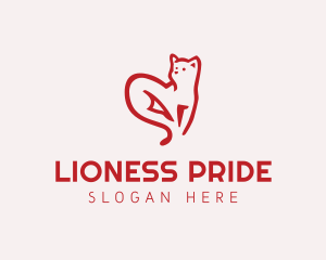 Heart Feline Cat logo design