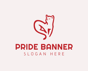 Heart Feline Cat logo design