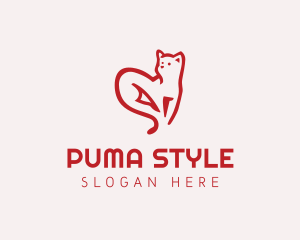 Puma - Heart Feline Cat logo design