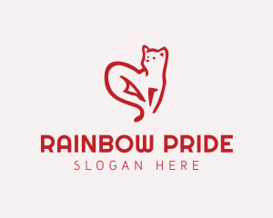 Heart Feline Cat logo design