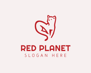 Heart Feline Cat logo design