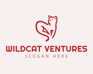 Heart Feline Cat logo design