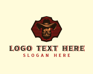 Outcast - Beard Mustache Cowboy logo design