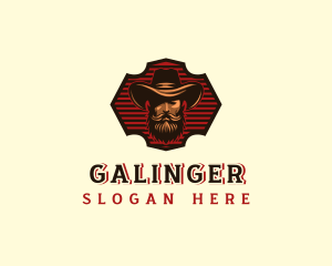 West - Beard Mustache Cowboy logo design