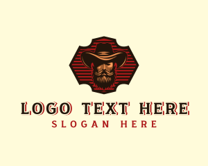 Beard Mustache Cowboy logo design