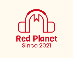 Red Bookmark Headphones logo design