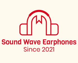 Earphones - Red Bookmark Headphones logo design