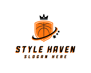 Basketball Shield Crown Logo