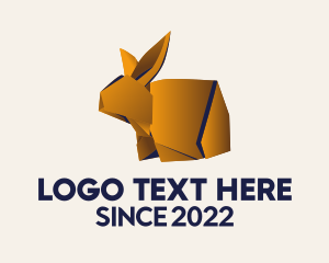 Rabbit - Golden Bunny Origami logo design