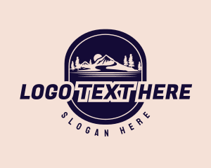 Explore - Mountain Hiking Badge logo design