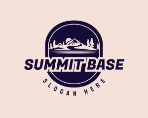 Base Camp - Mountain Hiking Badge logo design